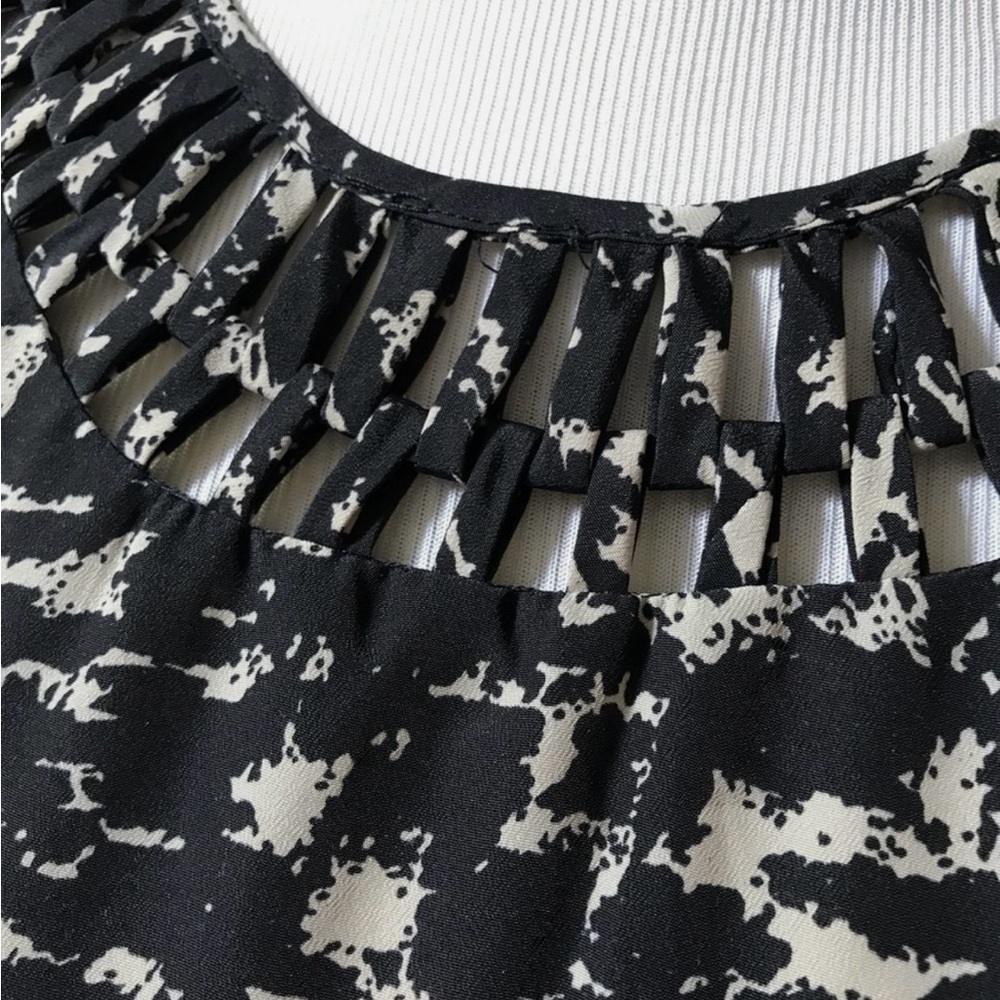 Mossimo Womens Black and cream Geometric Print Dress Short Sleeve - Picture 5 of 9